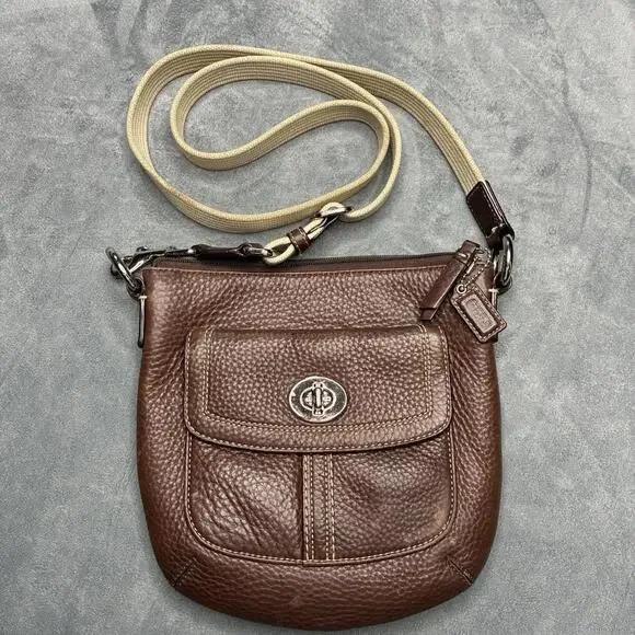 Coach Hamilton Brown Pebbled Leather Swingpack Crossbody Shoulder Bag Handbag - Picture 1 of 15